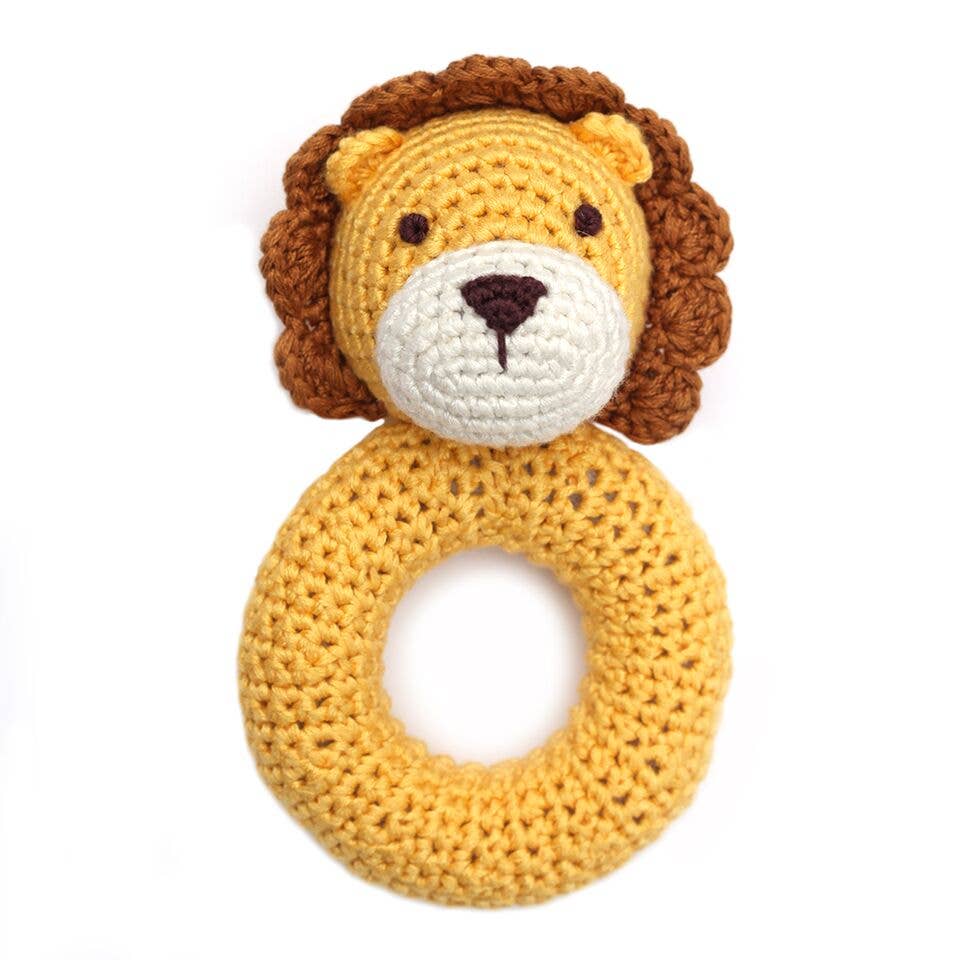 Lion Ring Hand Crocheted Rattle