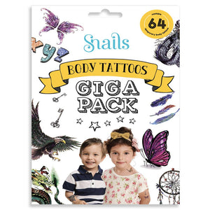 Challenge and Fun, Inc. - Body Tattoo - Giga Pack (64 Temporary Tattoos) by Snails